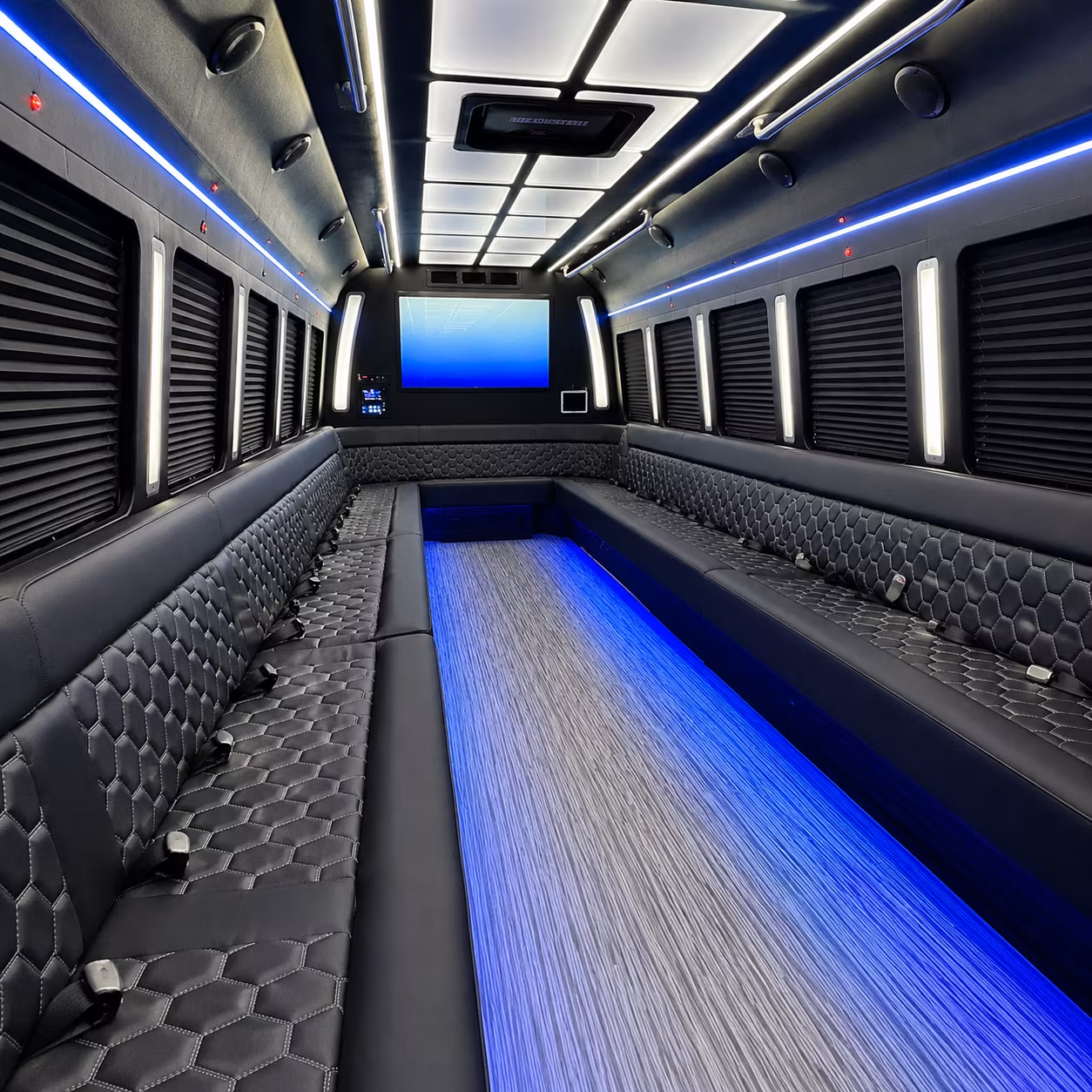 fort worth 50 passenger party bus inside